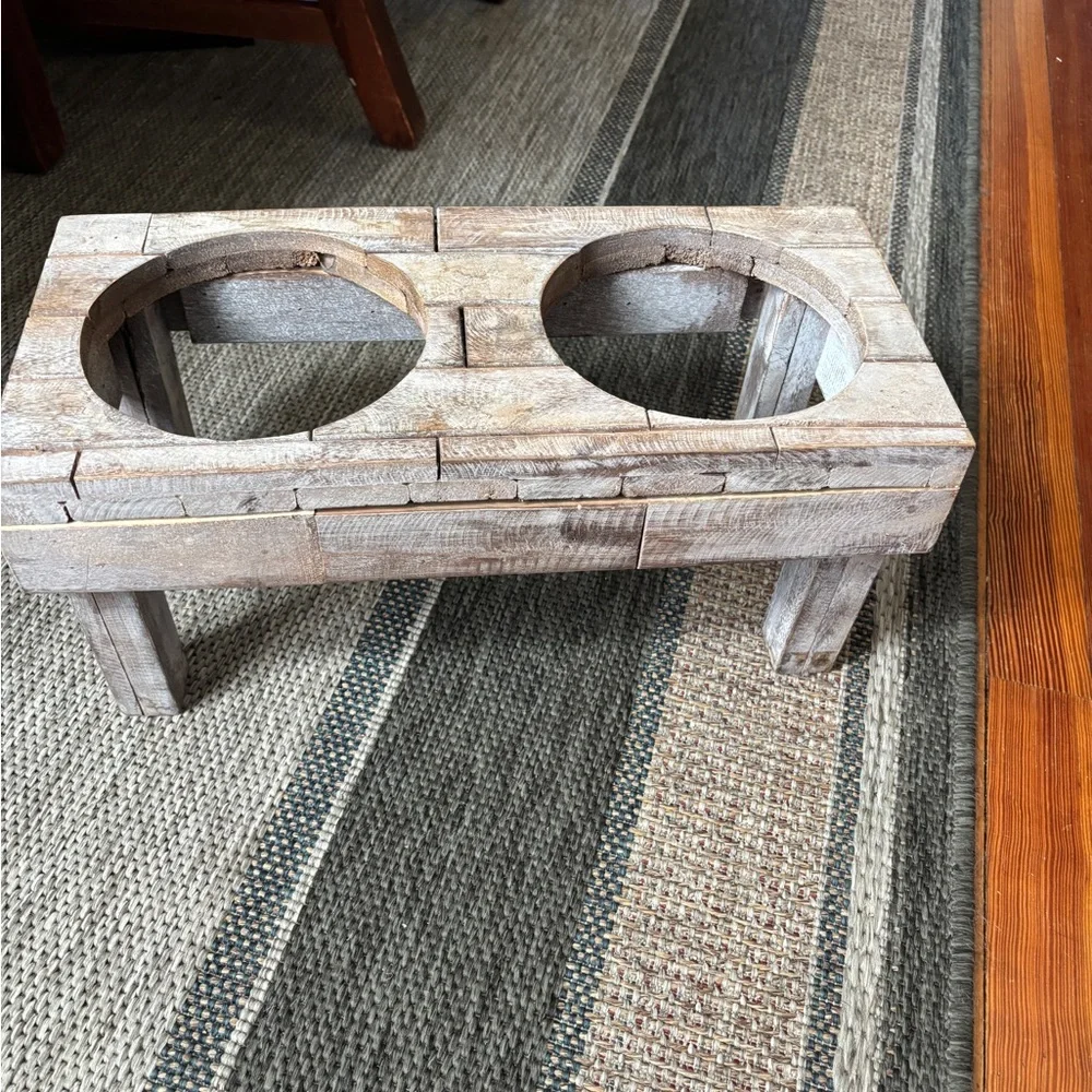 Rustic Wooden Pet Bowl Stand